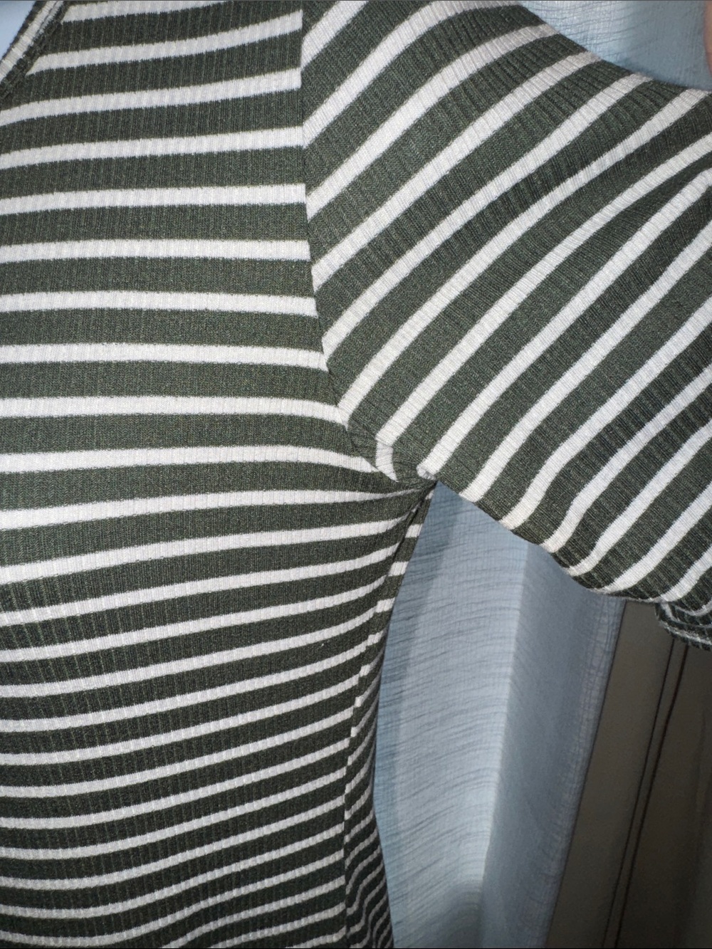 LuLaRoe- Olive Green & White Striped Midi Dress Size Small - Picture 8 of 15